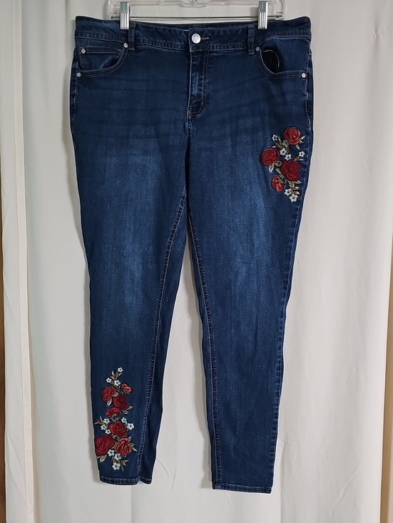 C Est. 1946 Denim - Est. 1946 Embroidered Dark Blue Women's Skinny Jeans
